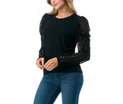 Ariella Lace Puff Sleeve Top