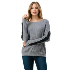 Ariella Ribbed Sweater 7 Ariella Ribbed Sweater -Best Clothing Store Ariella Ribbed Sweater GRAY 2 38474.1711573217
