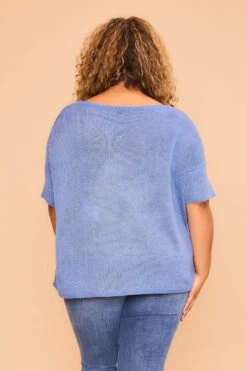 Cozy Co Knit Short Sleeve Boatneck Top -Best Clothing Store Cozy Co Knit Short Sleeve Boatneck Top DENIMBLU 2 39506.1711049658