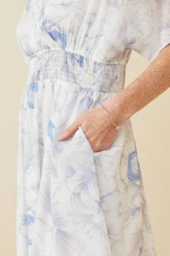 Hayden Floral Smocked Surplice Dress -Best Clothing Store Hayden Floral Smocked Surplice Dress OFFWHITE 3 17231.1714678851